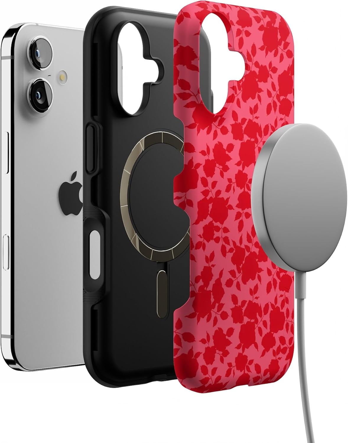 image:imageCasely iPhone 17 Case Starfish Wishes Coral Pink Shimmer Bold Protective Design MagSafe Compatible DesignRose Garden Red Aesthetic