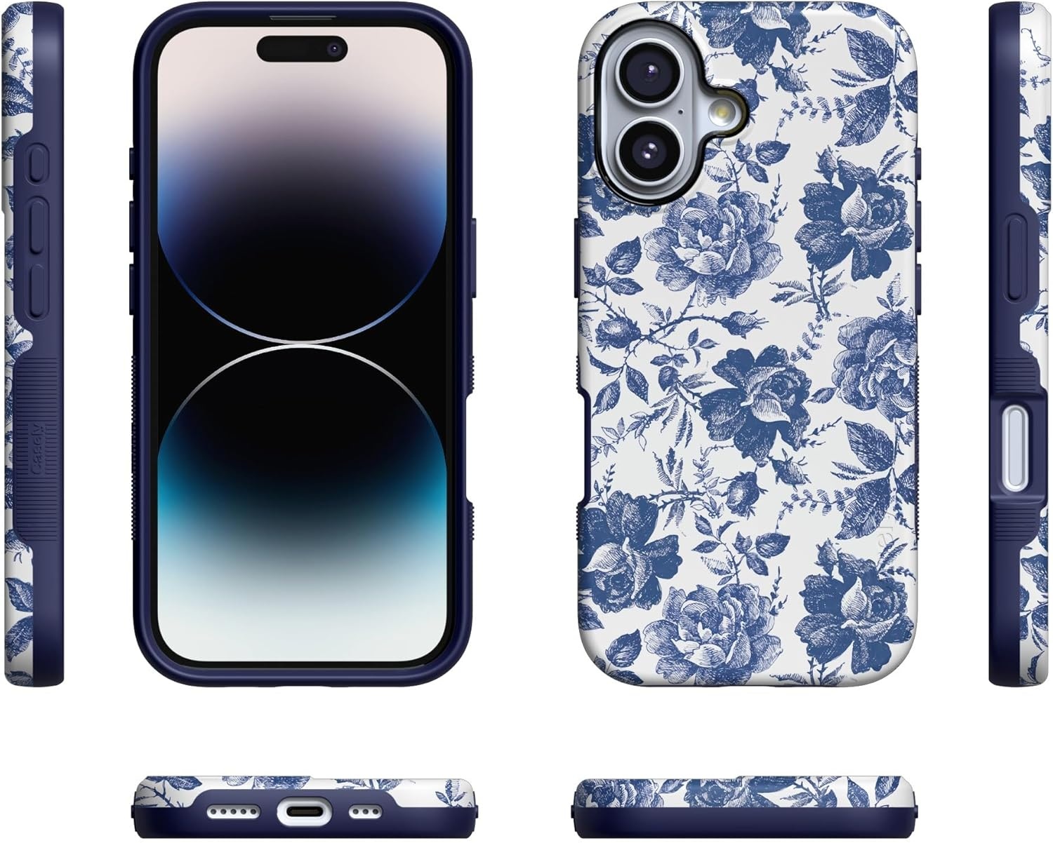 image:imageCasely iPhone 17 Case Starfish Wishes Coral Pink Shimmer Bold Protective Design MagSafe Compatible DesignRose to Fame Blue White Rose Floral