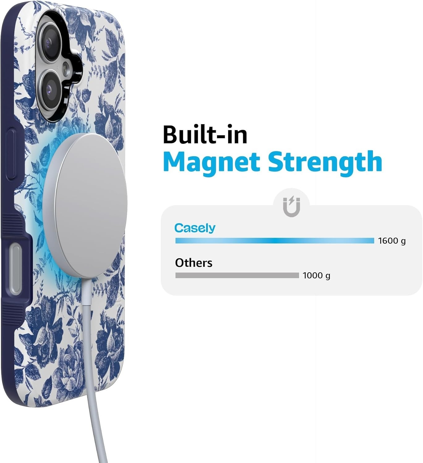image:imageCasely iPhone 17 Case Starfish Wishes Coral Pink Shimmer Bold Protective Design MagSafe Compatible DesignRose to Fame Blue White Rose Floral