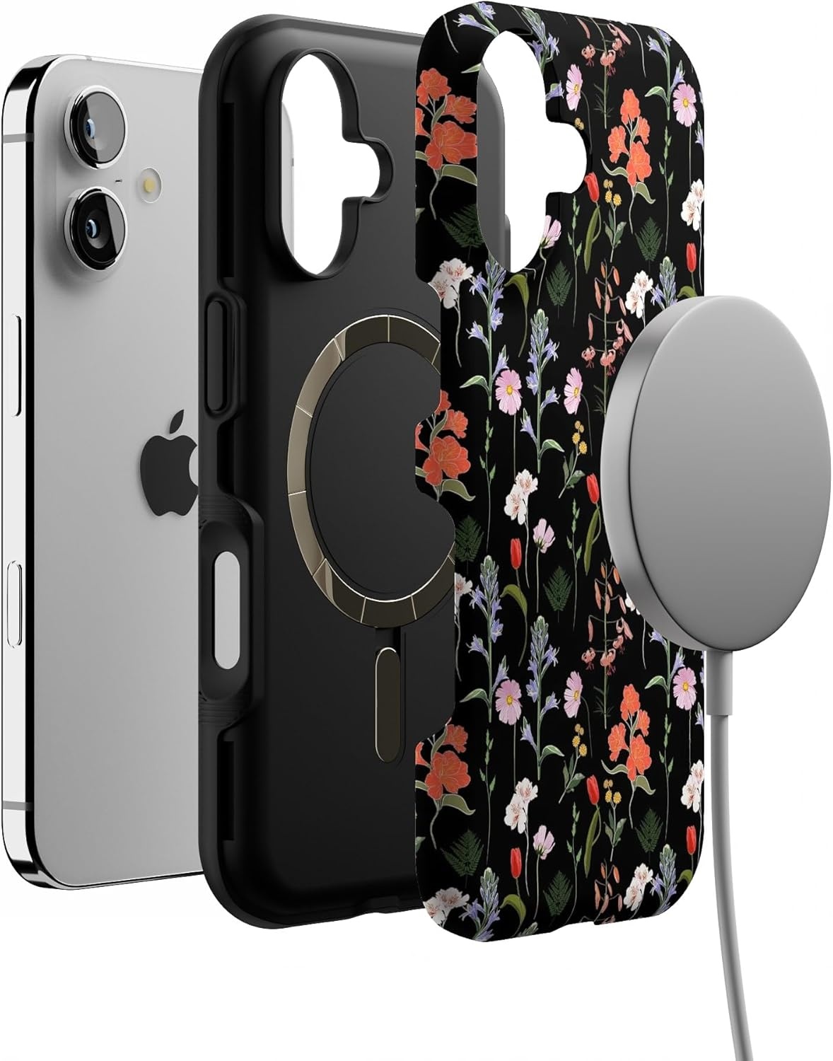 image:imageCasely iPhone 17 Case Starfish Wishes Coral Pink Shimmer Bold Protective Design MagSafe Compatible DesignSecret Garden Mixed Floral