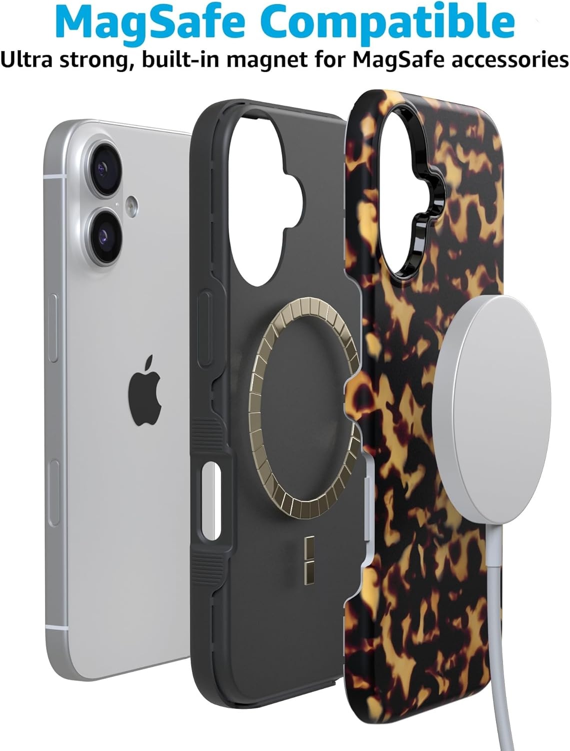 image:imageCasely iPhone 17 Case Starfish Wishes Coral Pink Shimmer Bold Protective Design MagSafe Compatible DesignShell Shocked Tortoise Print