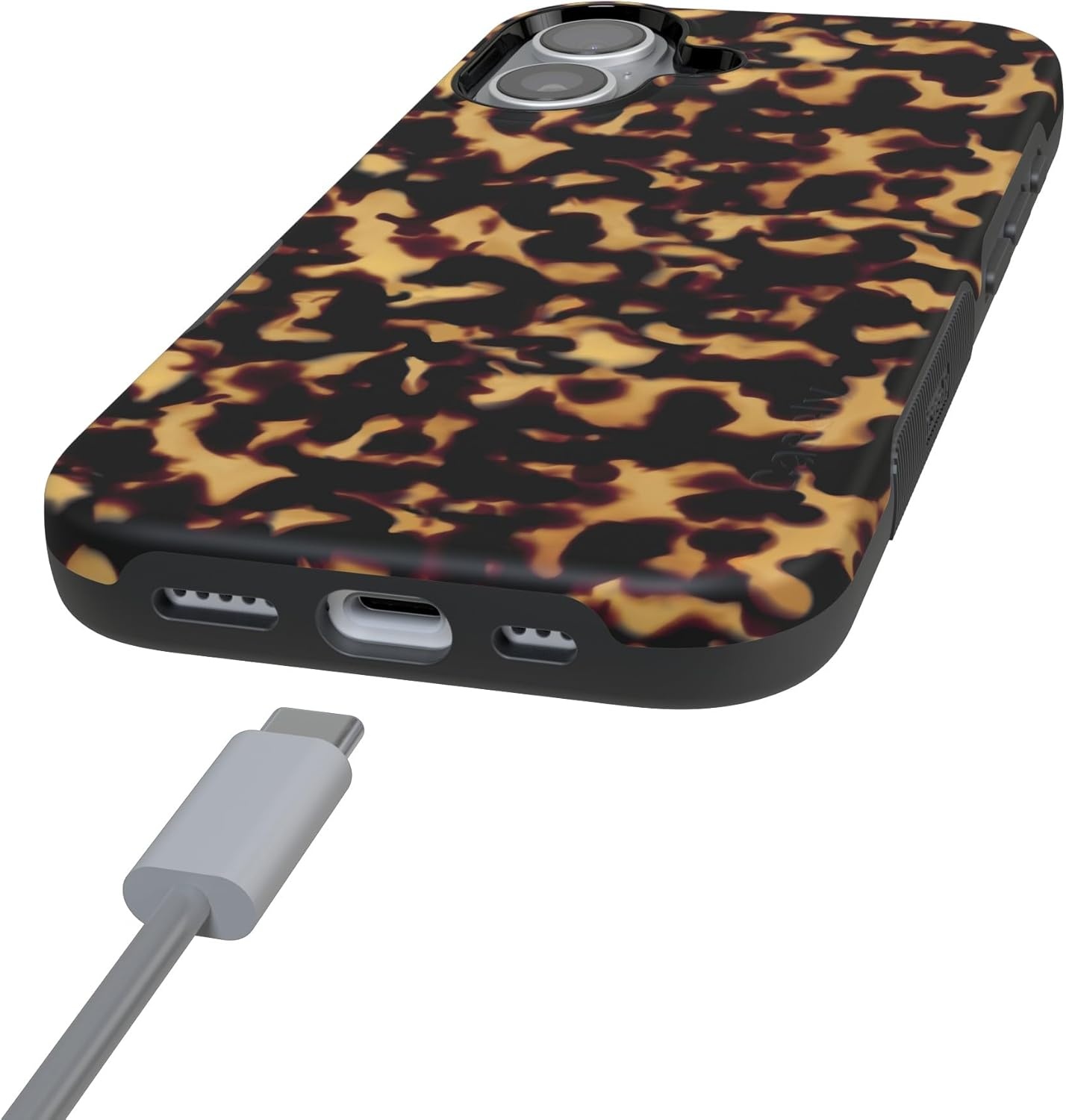 image:imageCasely iPhone 17 Case Starfish Wishes Coral Pink Shimmer Bold Protective Design MagSafe Compatible DesignShell Shocked Tortoise Print