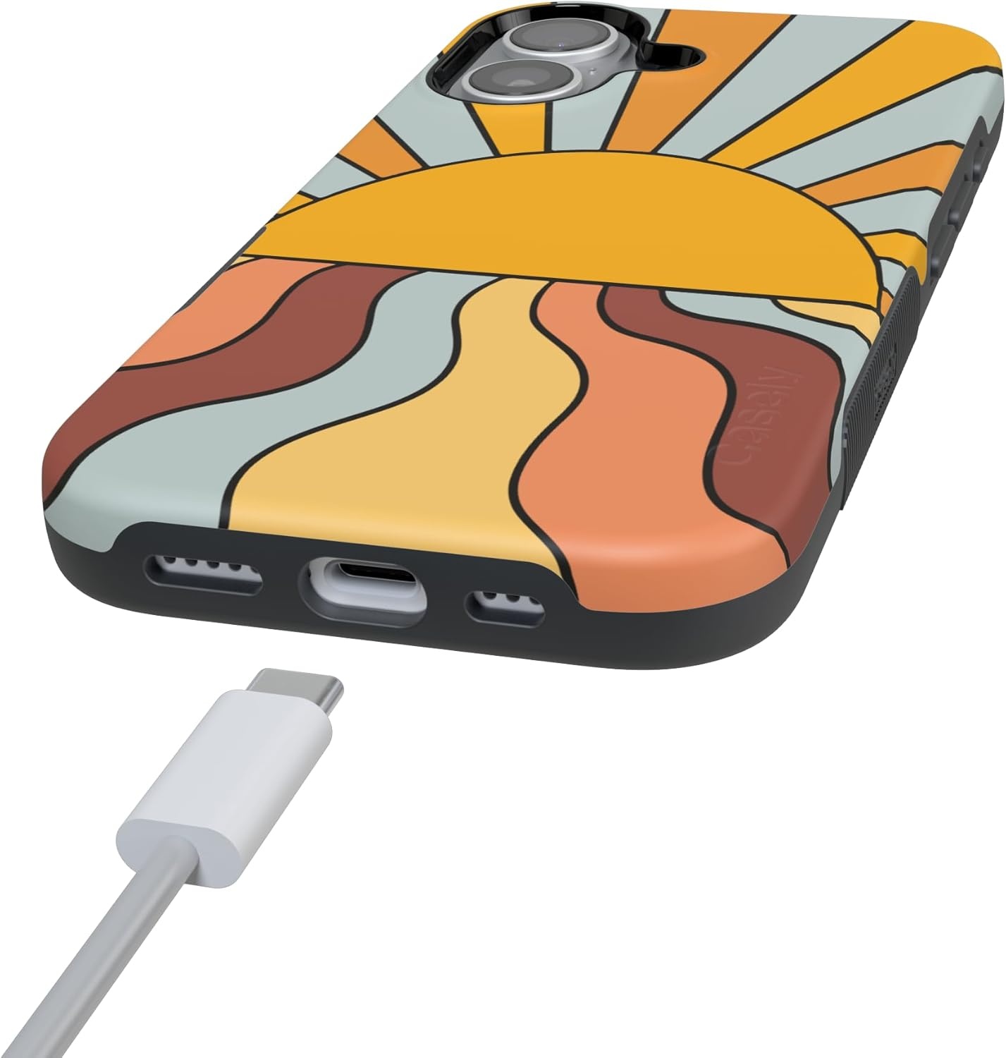 image:imageCasely iPhone 17 Case Starfish Wishes Coral Pink Shimmer Bold Protective Design MagSafe Compatible DesignShine On Retro Sunset