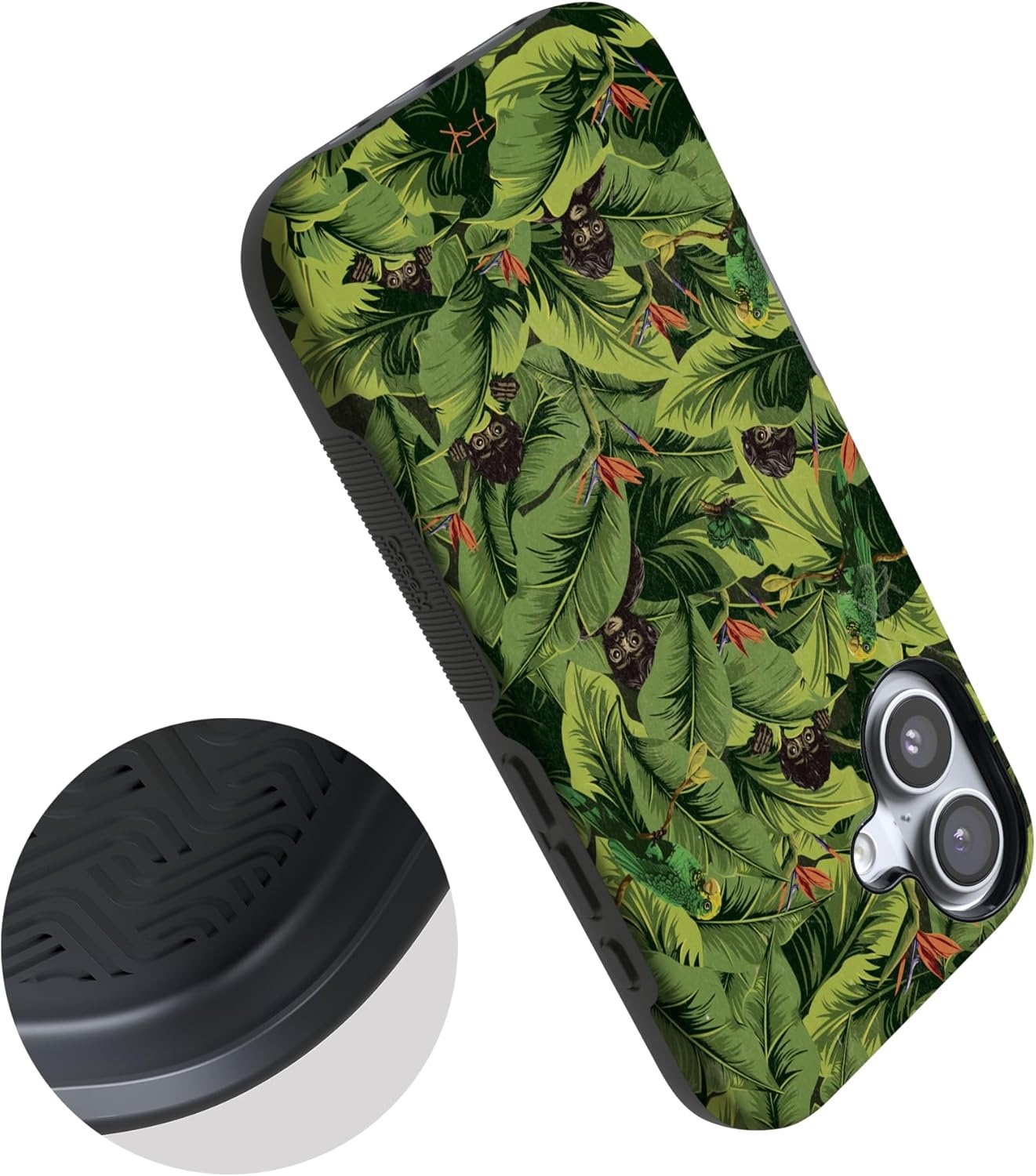 image:imageCasely iPhone 17 Case Starfish Wishes Coral Pink Shimmer Bold Protective Design MagSafe Compatible DesignSneaky Monkeys Frida Kahlo Jungle Floral