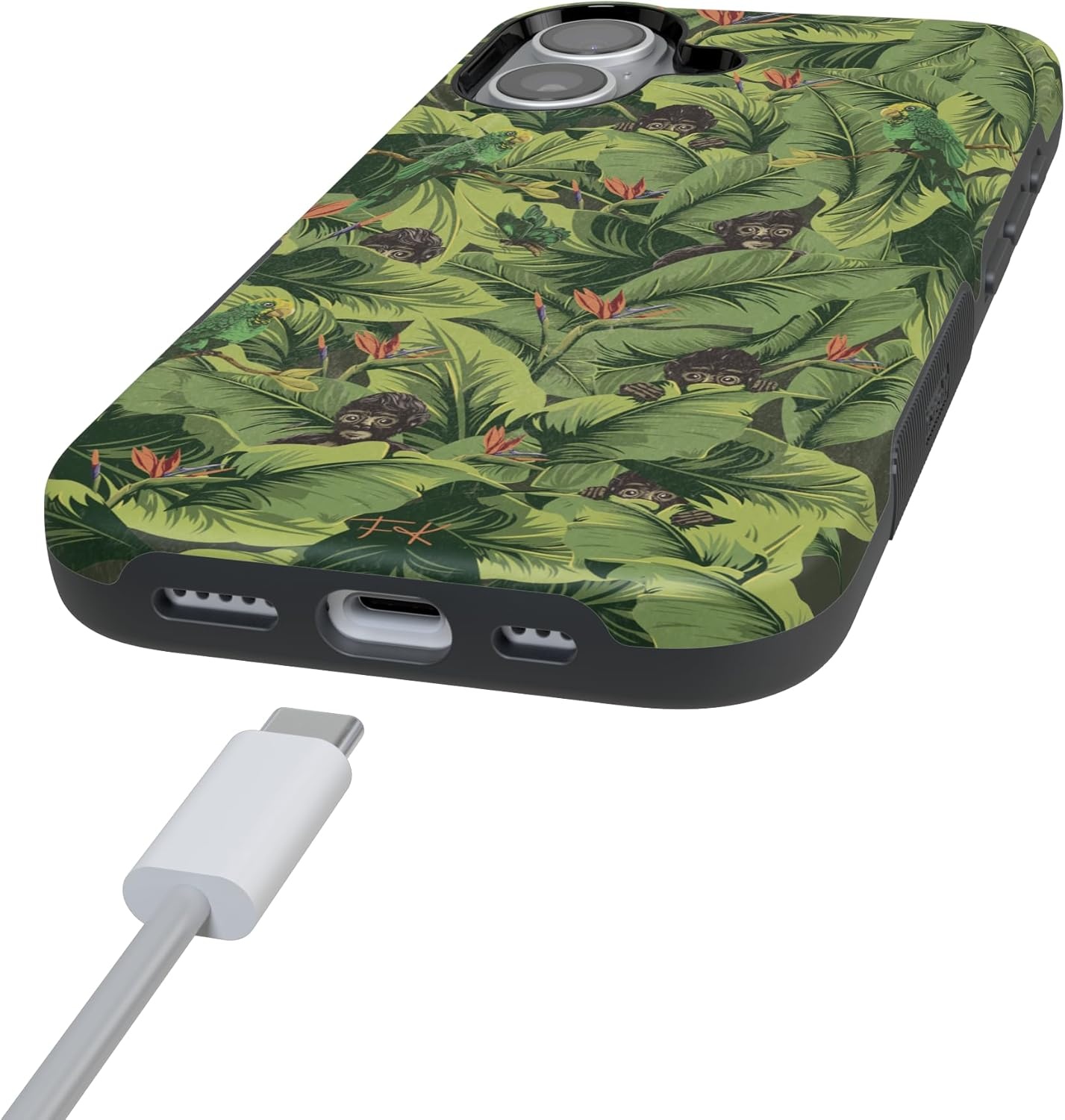 image:imageCasely iPhone 17 Case Starfish Wishes Coral Pink Shimmer Bold Protective Design MagSafe Compatible DesignSneaky Monkeys Frida Kahlo Jungle Floral