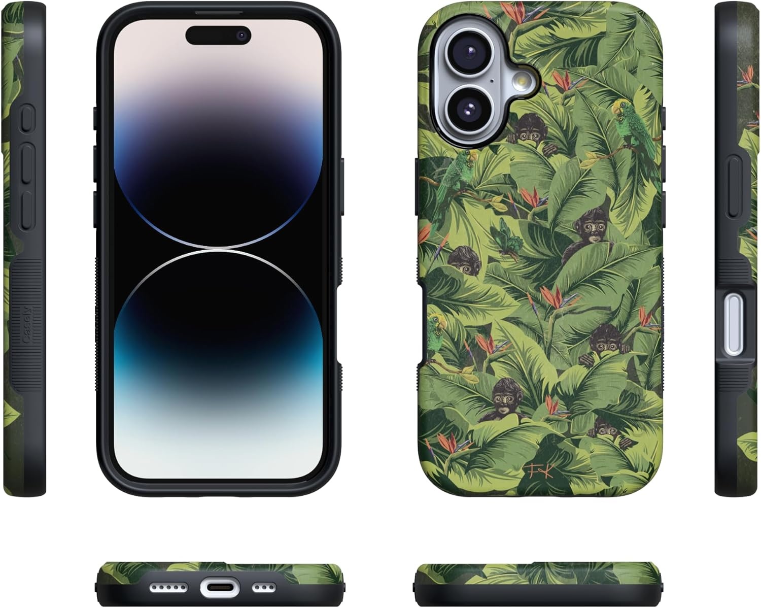 image:imageCasely iPhone 17 Case Starfish Wishes Coral Pink Shimmer Bold Protective Design MagSafe Compatible DesignSneaky Monkeys Frida Kahlo Jungle Floral