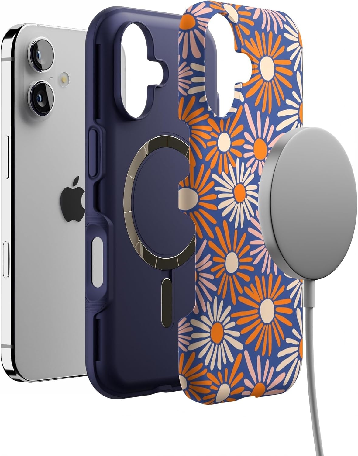 image:imageCasely iPhone 17 Case Starfish Wishes Coral Pink Shimmer Bold Protective Design MagSafe Compatible DesignSpring Forward Daisy Floral