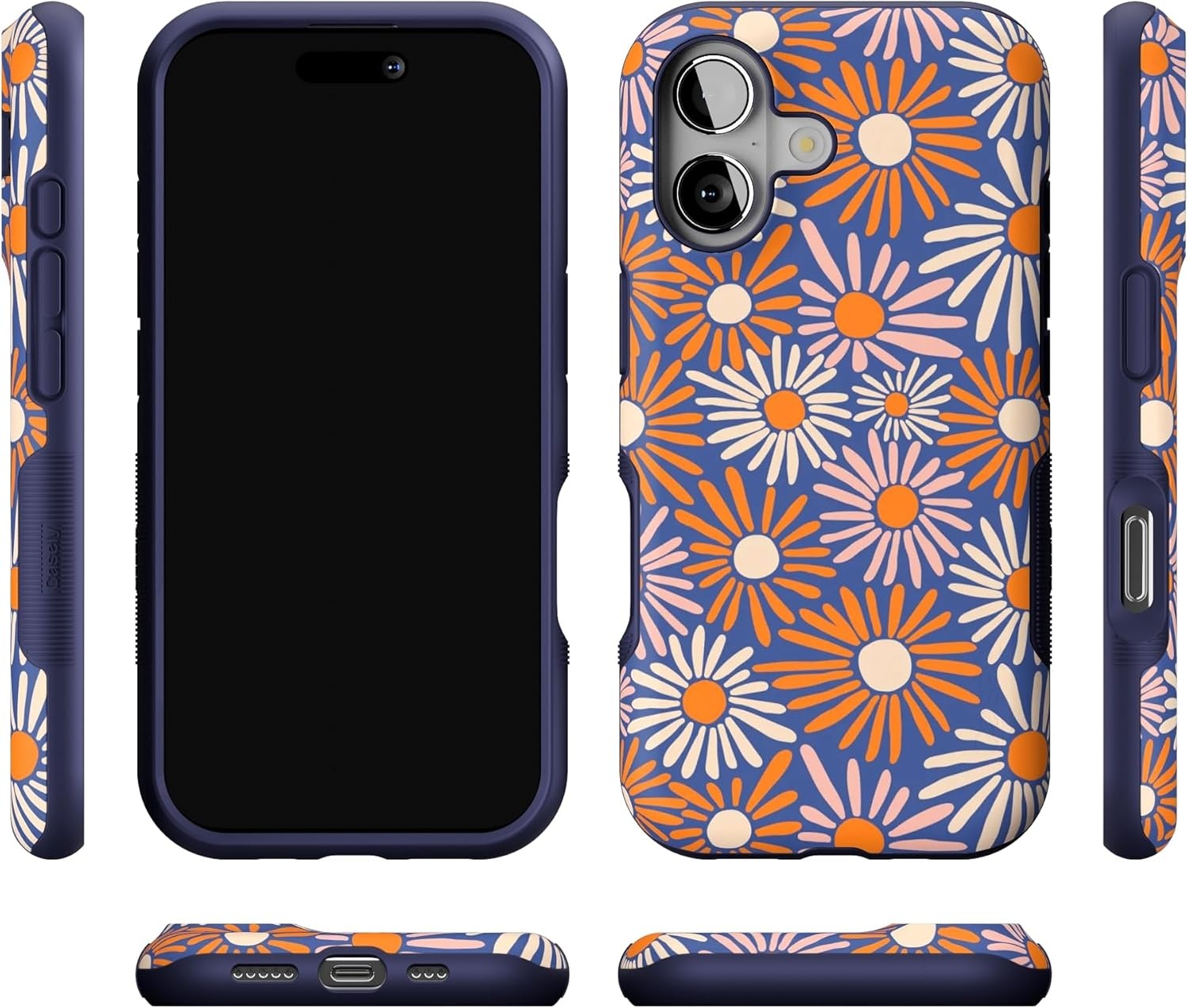 image:imageCasely iPhone 17 Case Starfish Wishes Coral Pink Shimmer Bold Protective Design MagSafe Compatible DesignSpring Forward Daisy Floral