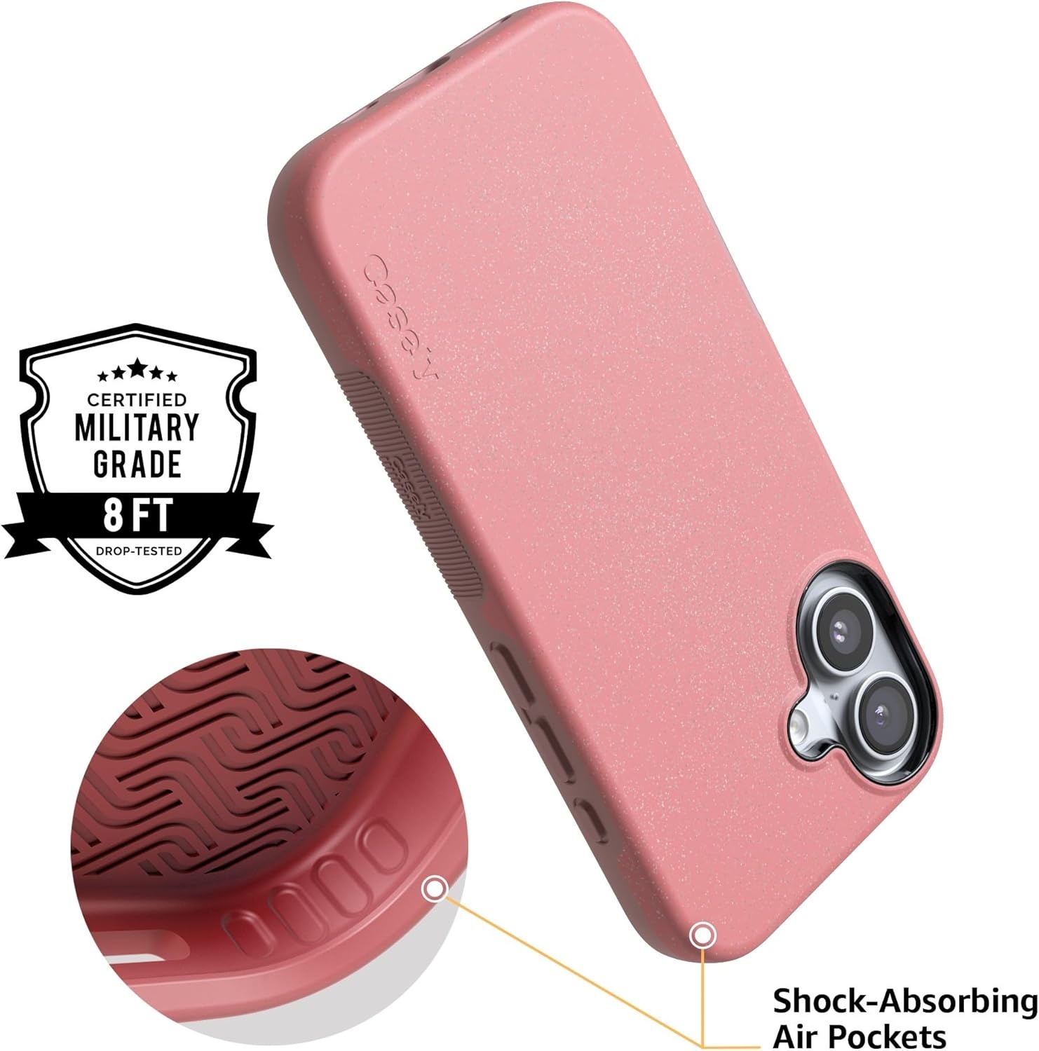 image:imageCasely iPhone 17 Case Starfish Wishes Coral Pink Shimmer Bold Protective Design MagSafe Compatible DesignStarfish Wishes Coral Pink Shimmer
