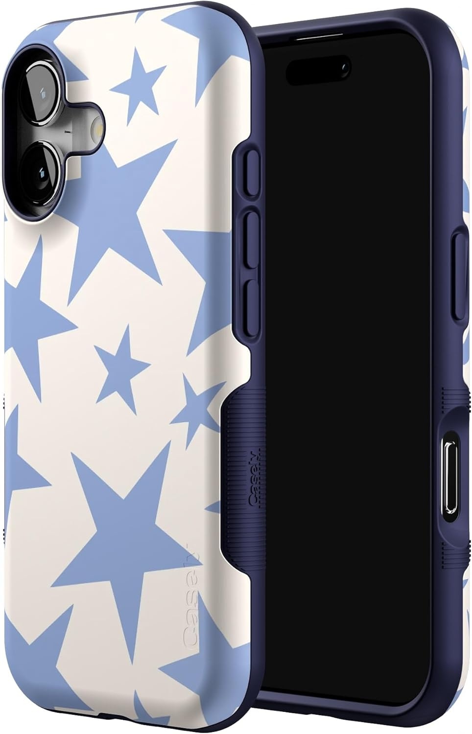 image:imageCasely iPhone 17 Case Starfish Wishes Coral Pink Shimmer Bold Protective Design MagSafe Compatible DesignStars Align Blue White Stars