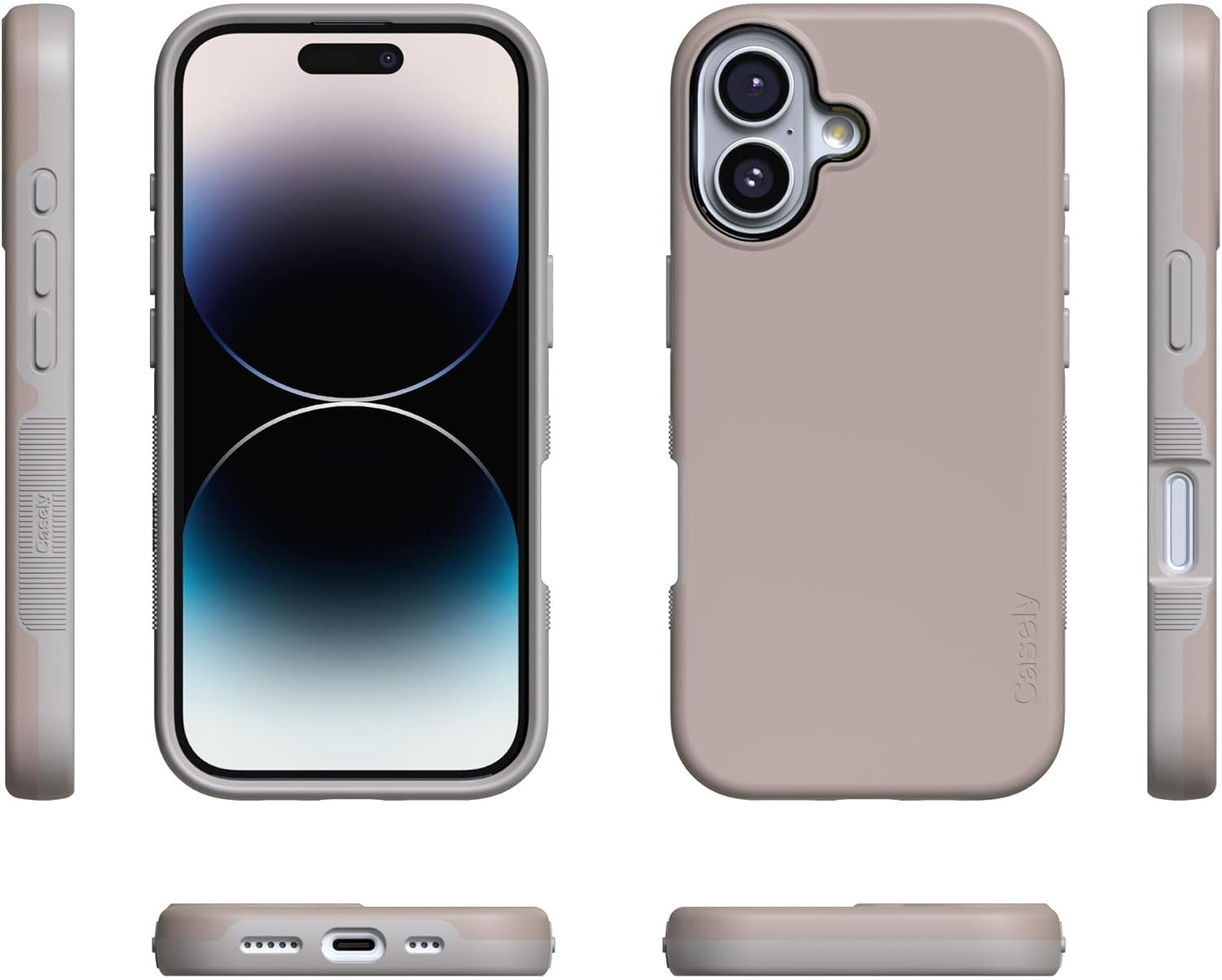 image:imageCasely iPhone 17 Case Starfish Wishes Coral Pink Shimmer Bold Protective Design MagSafe Compatible DesignTaupe on Nude
