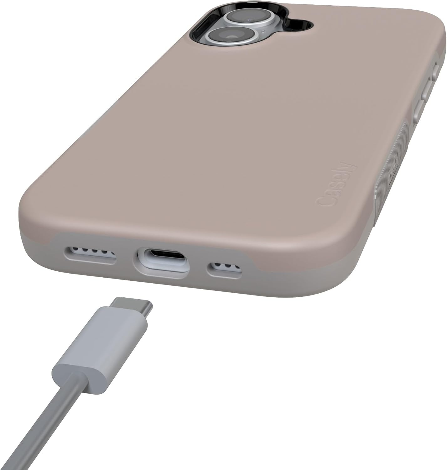 image:imageCasely iPhone 17 Case Starfish Wishes Coral Pink Shimmer Bold Protective Design MagSafe Compatible DesignTaupe on Nude
