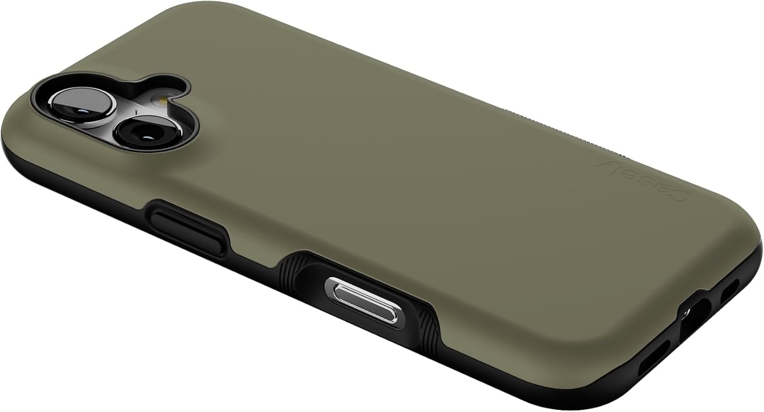 image:imageCasely iPhone 17 Case Starfish Wishes Coral Pink Shimmer Bold Protective Design MagSafe Compatible DesignThe Boyfriend Collection Army Green