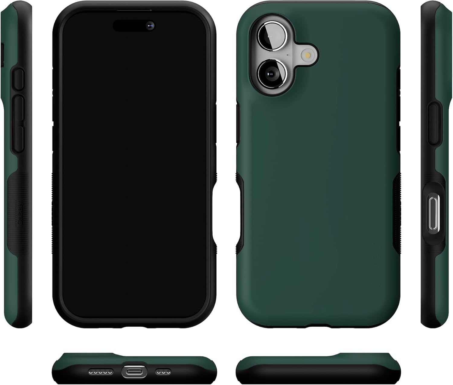 image:imageCasely iPhone 17 Case Starfish Wishes Coral Pink Shimmer Bold Protective Design MagSafe Compatible DesignThe Boyfriend Collection Forest Green