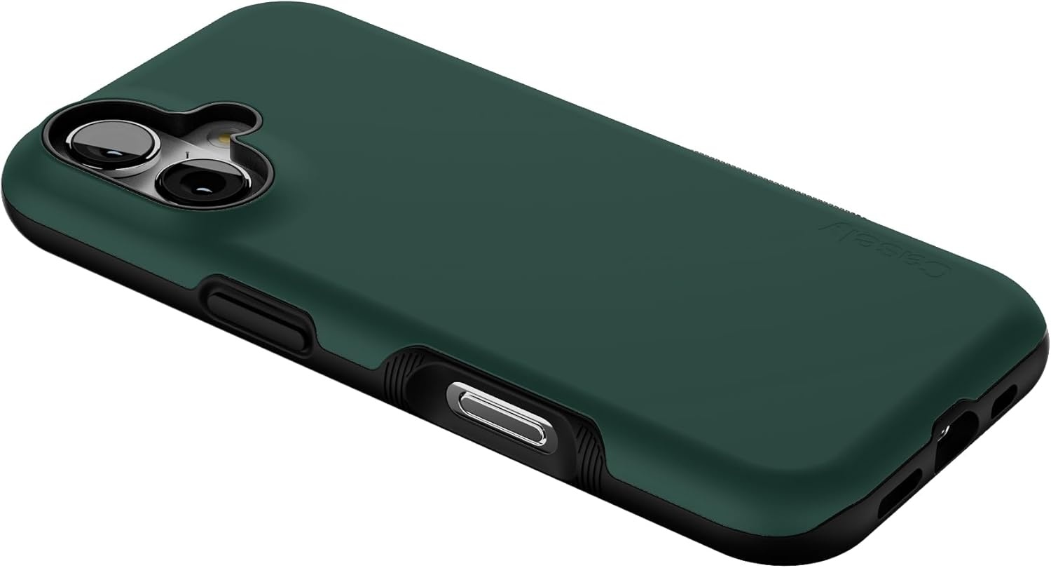 image:imageCasely iPhone 17 Case Starfish Wishes Coral Pink Shimmer Bold Protective Design MagSafe Compatible DesignThe Boyfriend Collection Forest Green