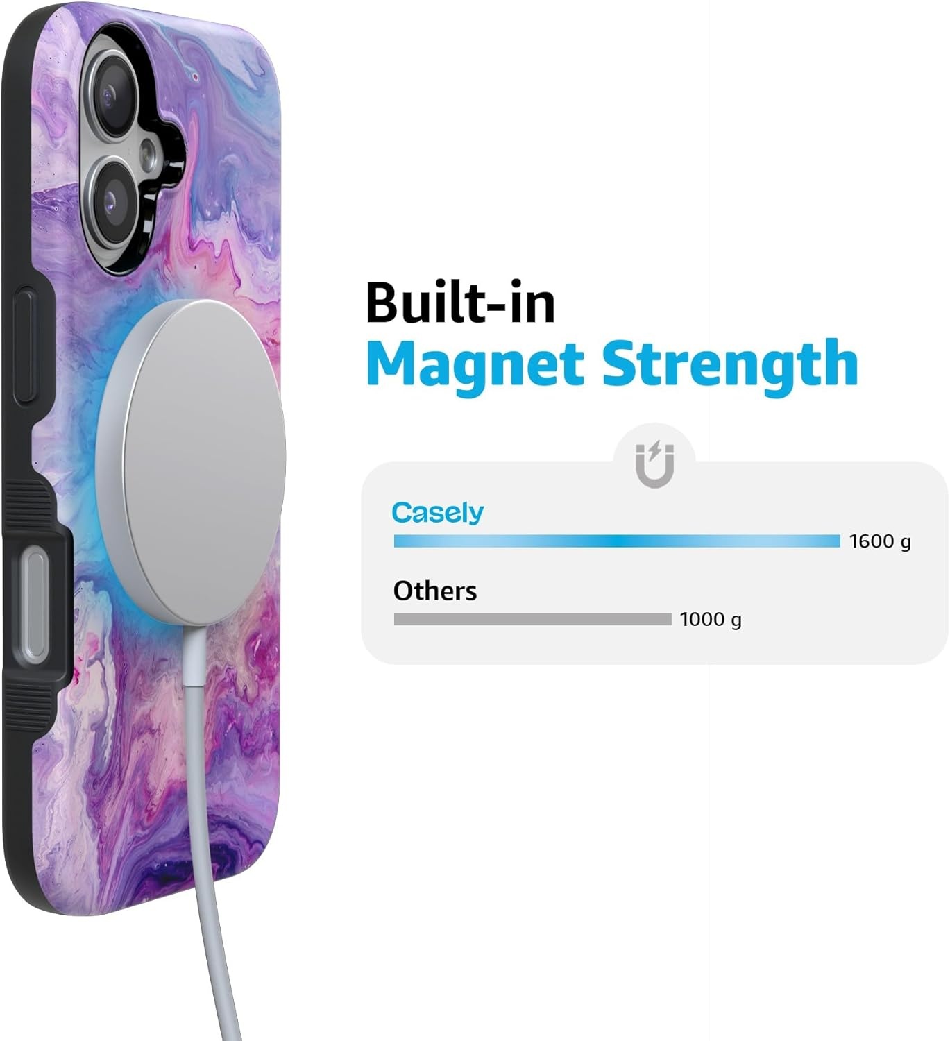 image:imageCasely iPhone 17 Case Starfish Wishes Coral Pink Shimmer Bold Protective Design MagSafe Compatible DesignTie Dying Over You Purple Marble