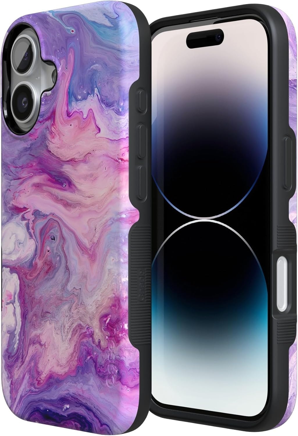 image:imageCasely iPhone 17 Case Starfish Wishes Coral Pink Shimmer Bold Protective Design MagSafe Compatible DesignTie Dying Over You Purple Marble