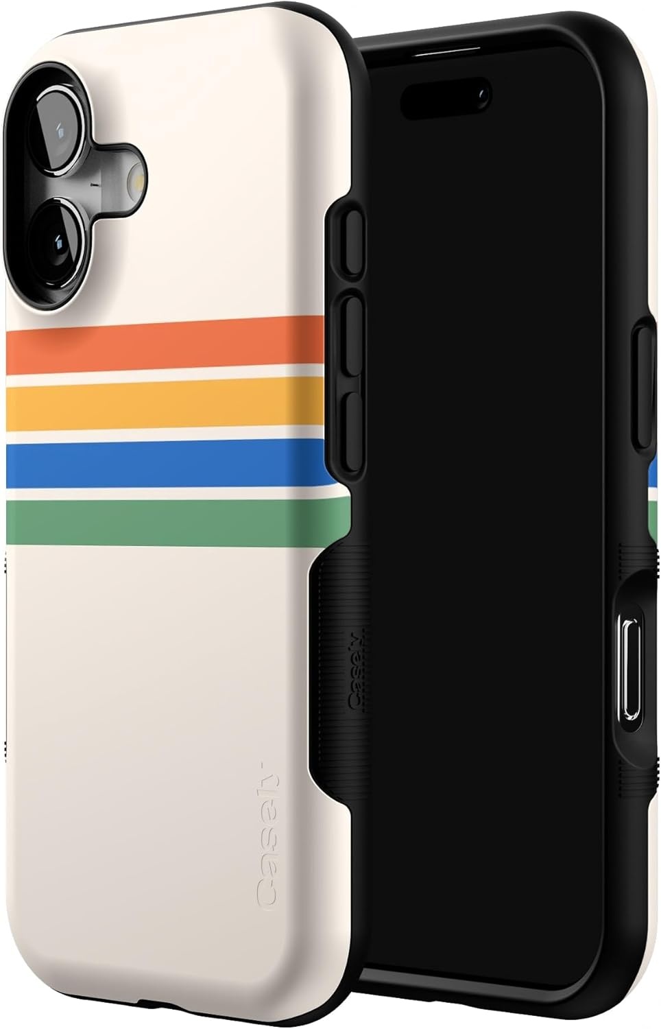 image:imageCasely iPhone 17 Case Starfish Wishes Coral Pink Shimmer Bold Protective Design MagSafe Compatible DesignTotally Groovy Rainbow Stripes Color Block