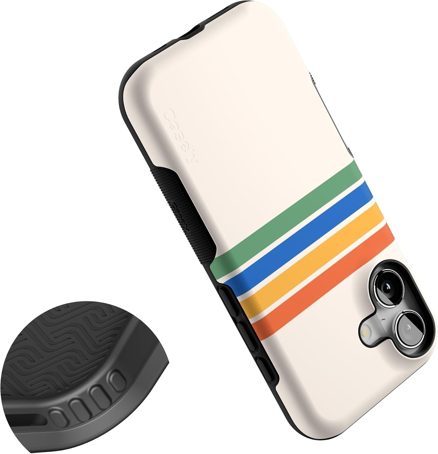 image:imageCasely iPhone 17 Case Starfish Wishes Coral Pink Shimmer Bold Protective Design MagSafe Compatible DesignTotally Groovy Rainbow Stripes Color Block