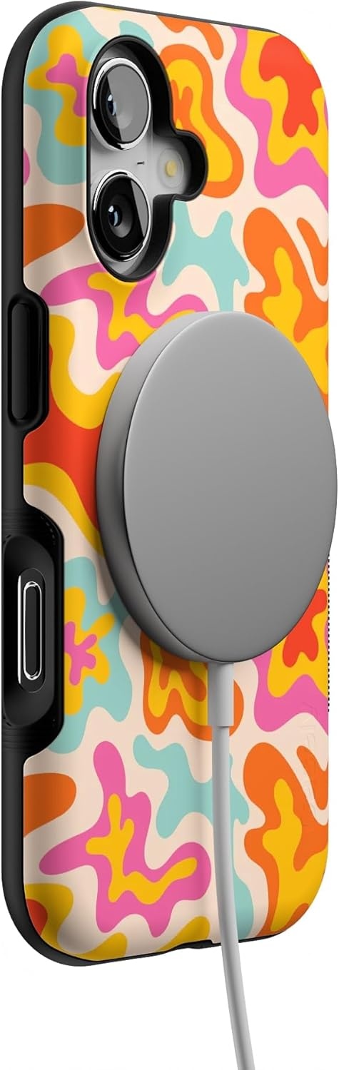 image:imageCasely iPhone 17 Case Starfish Wishes Coral Pink Shimmer Bold Protective Design MagSafe Compatible DesignTropical Color Splash Abstract Retro