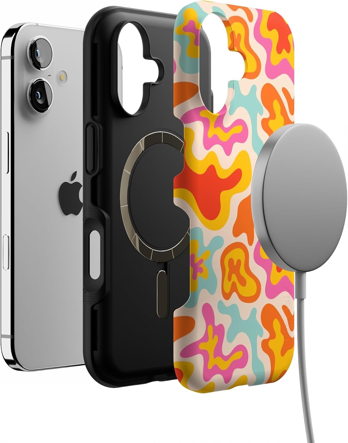 image:imageCasely iPhone 17 Case Starfish Wishes Coral Pink Shimmer Bold Protective Design MagSafe Compatible DesignTropical Color Splash Abstract Retro