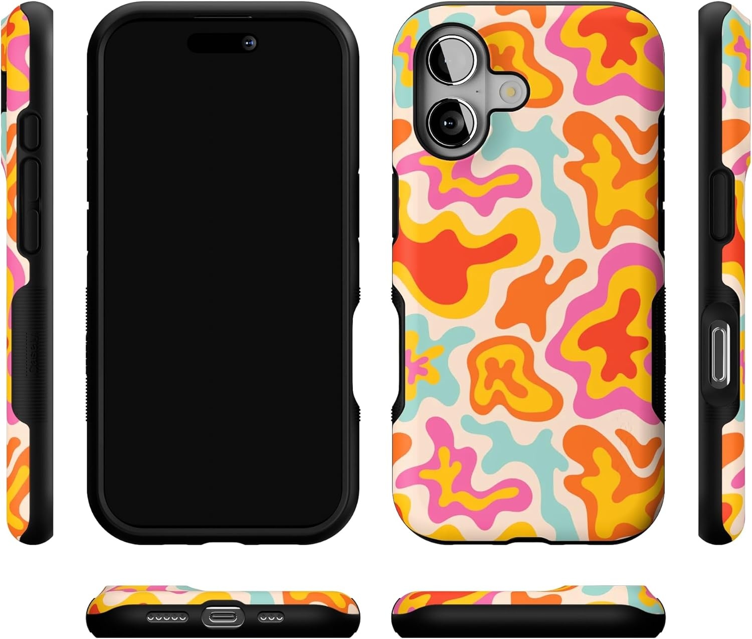 image:imageCasely iPhone 17 Case Starfish Wishes Coral Pink Shimmer Bold Protective Design MagSafe Compatible DesignTropical Color Splash Abstract Retro