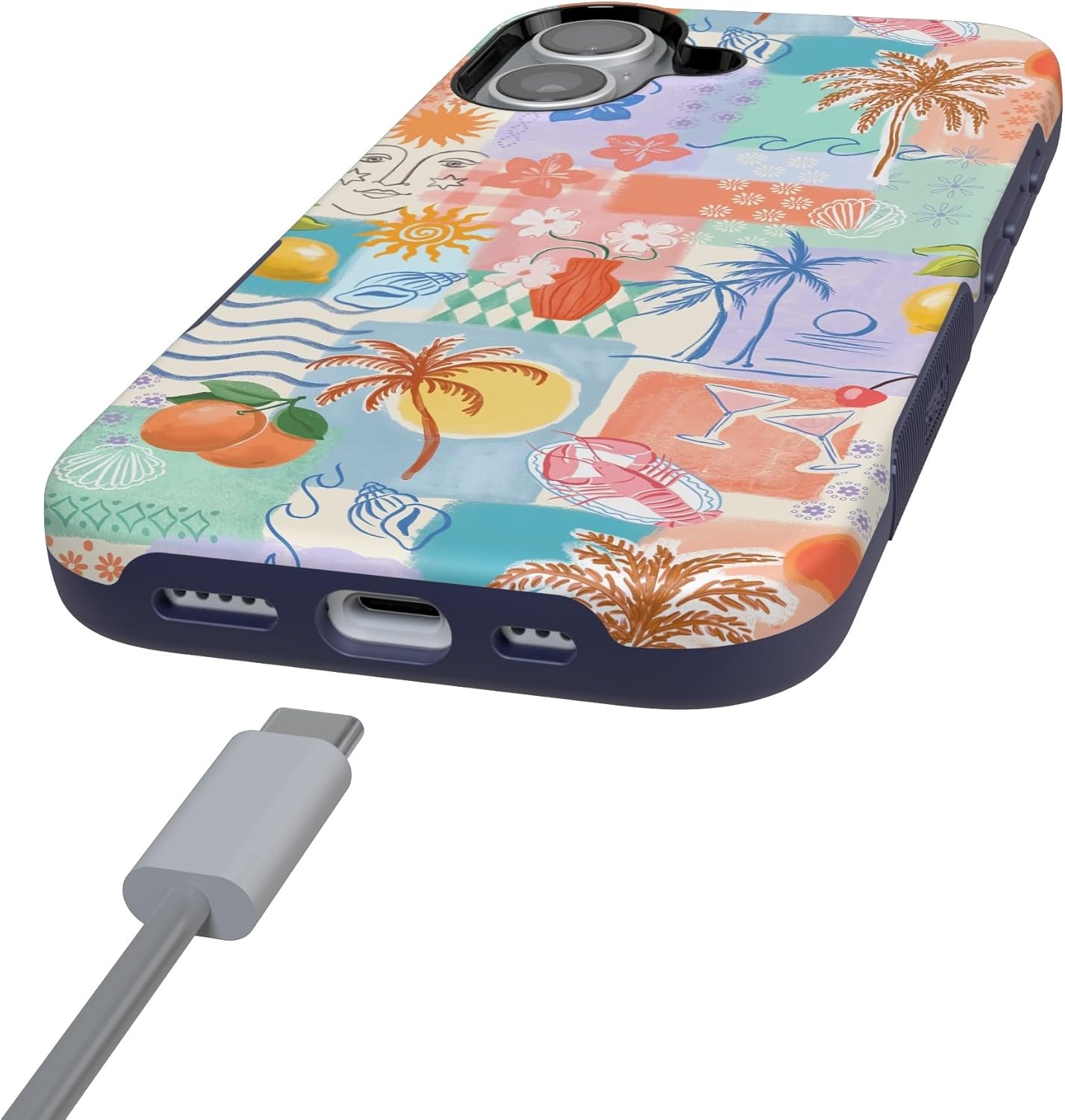image:imageCasely iPhone 17 Case Starfish Wishes Coral Pink Shimmer Bold Protective Design MagSafe Compatible DesignTropical Heat Beachy Collage