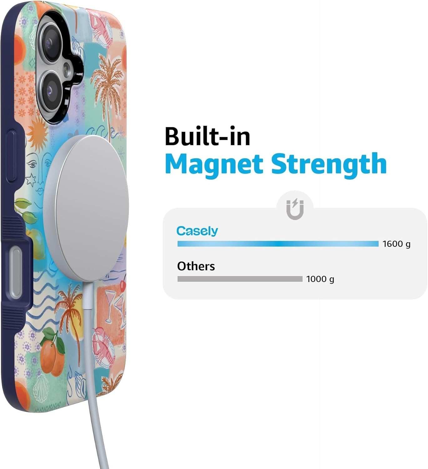 image:imageCasely iPhone 17 Case Starfish Wishes Coral Pink Shimmer Bold Protective Design MagSafe Compatible DesignTropical Heat Beachy Collage