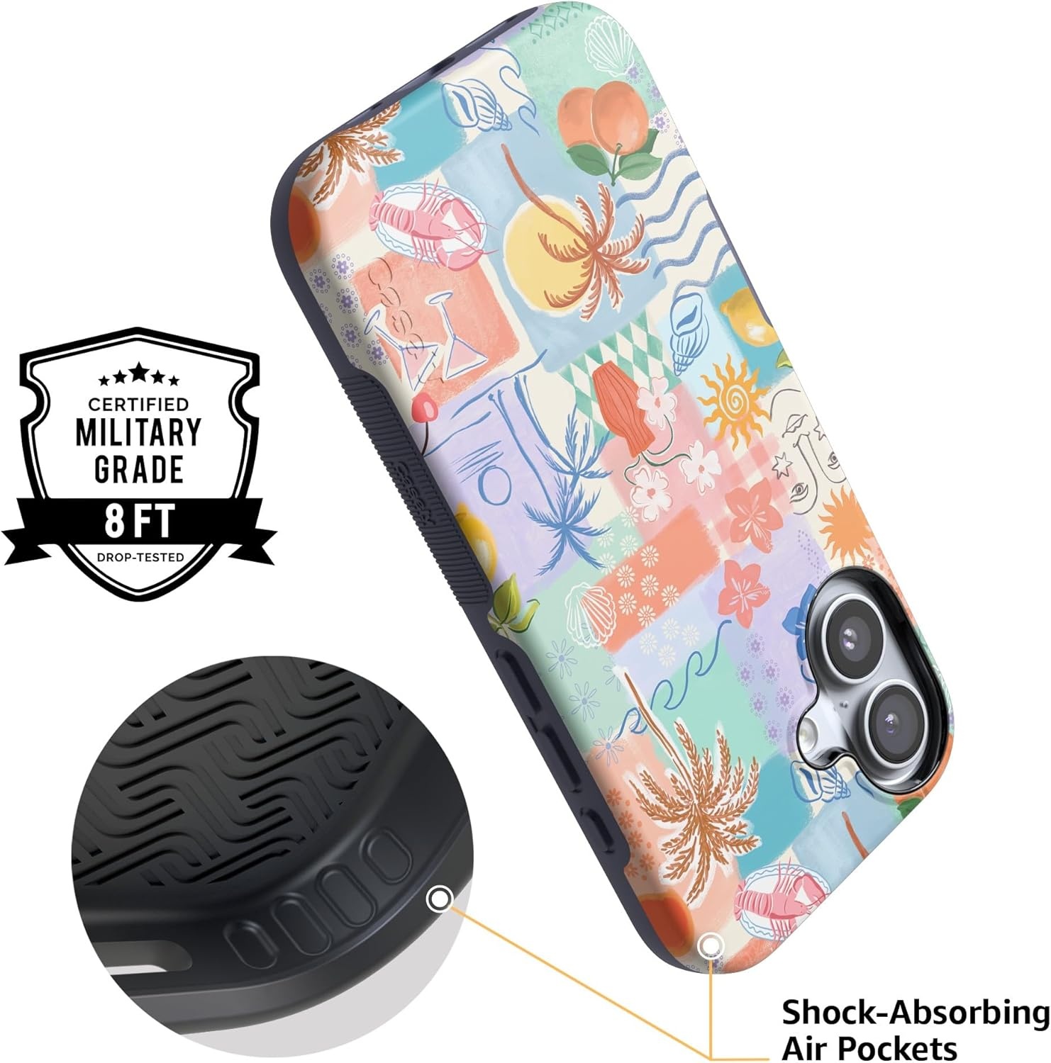 image:imageCasely iPhone 17 Case Starfish Wishes Coral Pink Shimmer Bold Protective Design MagSafe Compatible DesignTropical Heat Beachy Collage