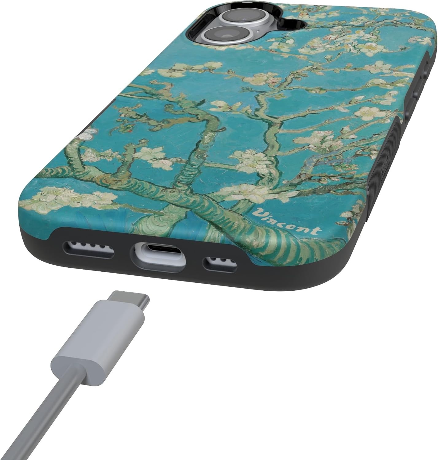 image:imageCasely iPhone 17 Case Starfish Wishes Coral Pink Shimmer Bold Protective Design MagSafe Compatible DesignVan Gogh Almond Blossom Floral