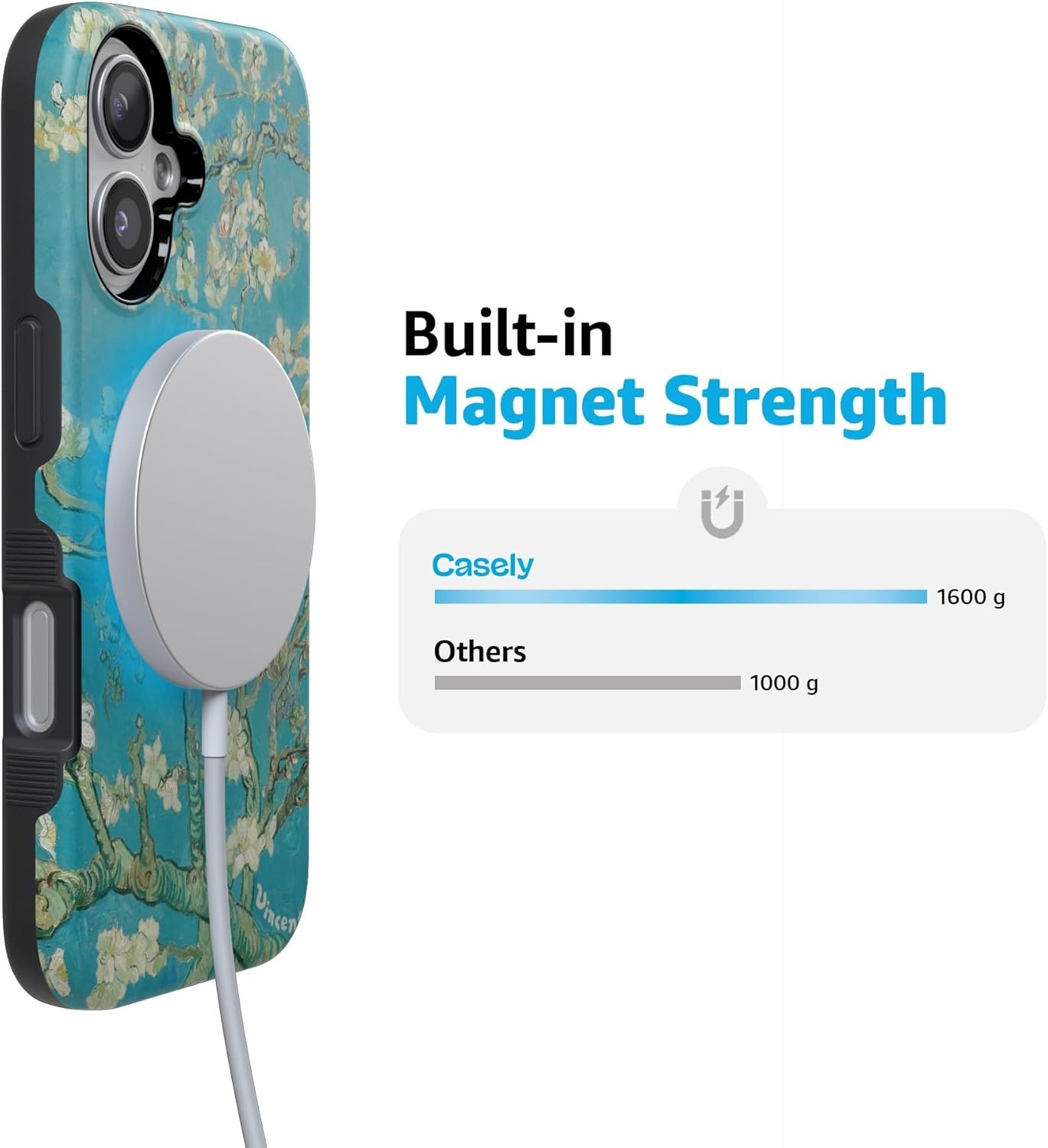 image:imageCasely iPhone 17 Case Starfish Wishes Coral Pink Shimmer Bold Protective Design MagSafe Compatible DesignVan Gogh Almond Blossom Floral