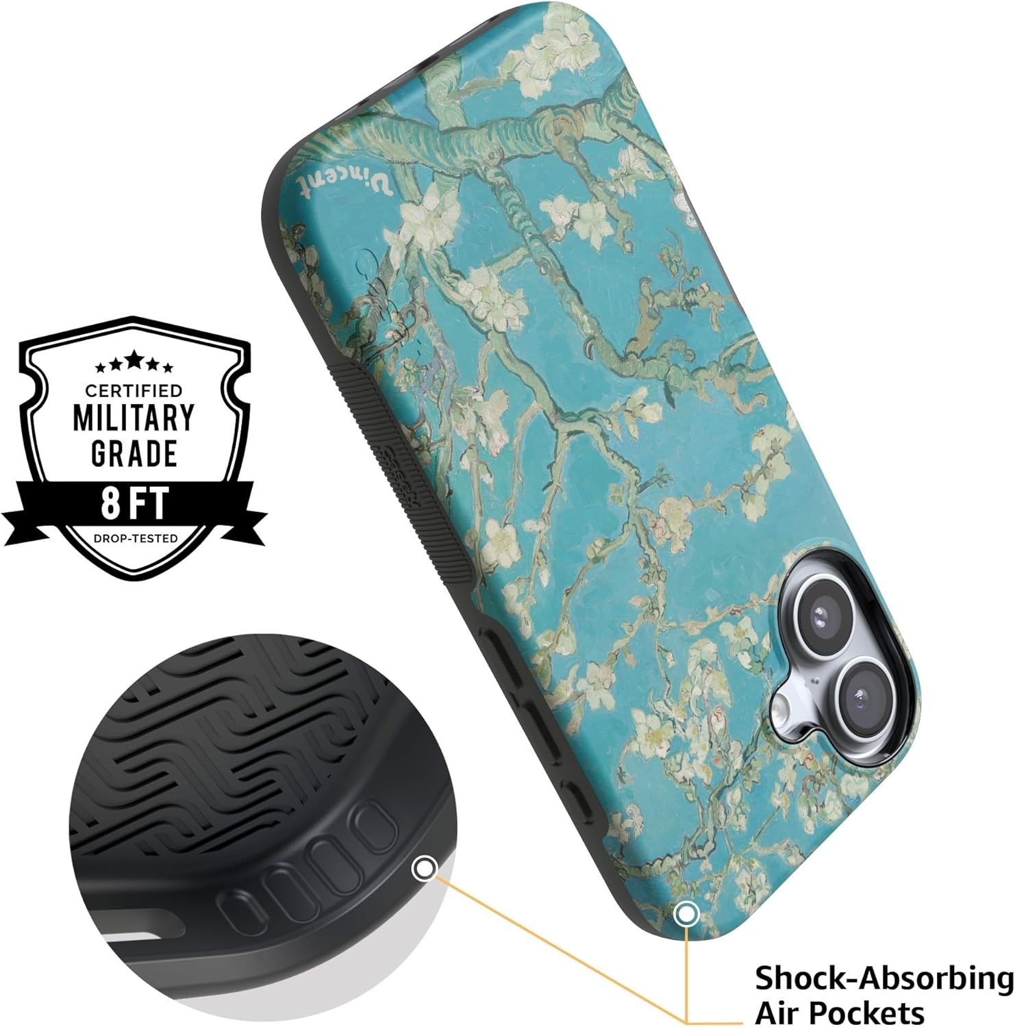 image:imageCasely iPhone 17 Case Starfish Wishes Coral Pink Shimmer Bold Protective Design MagSafe Compatible DesignVan Gogh Almond Blossom Floral