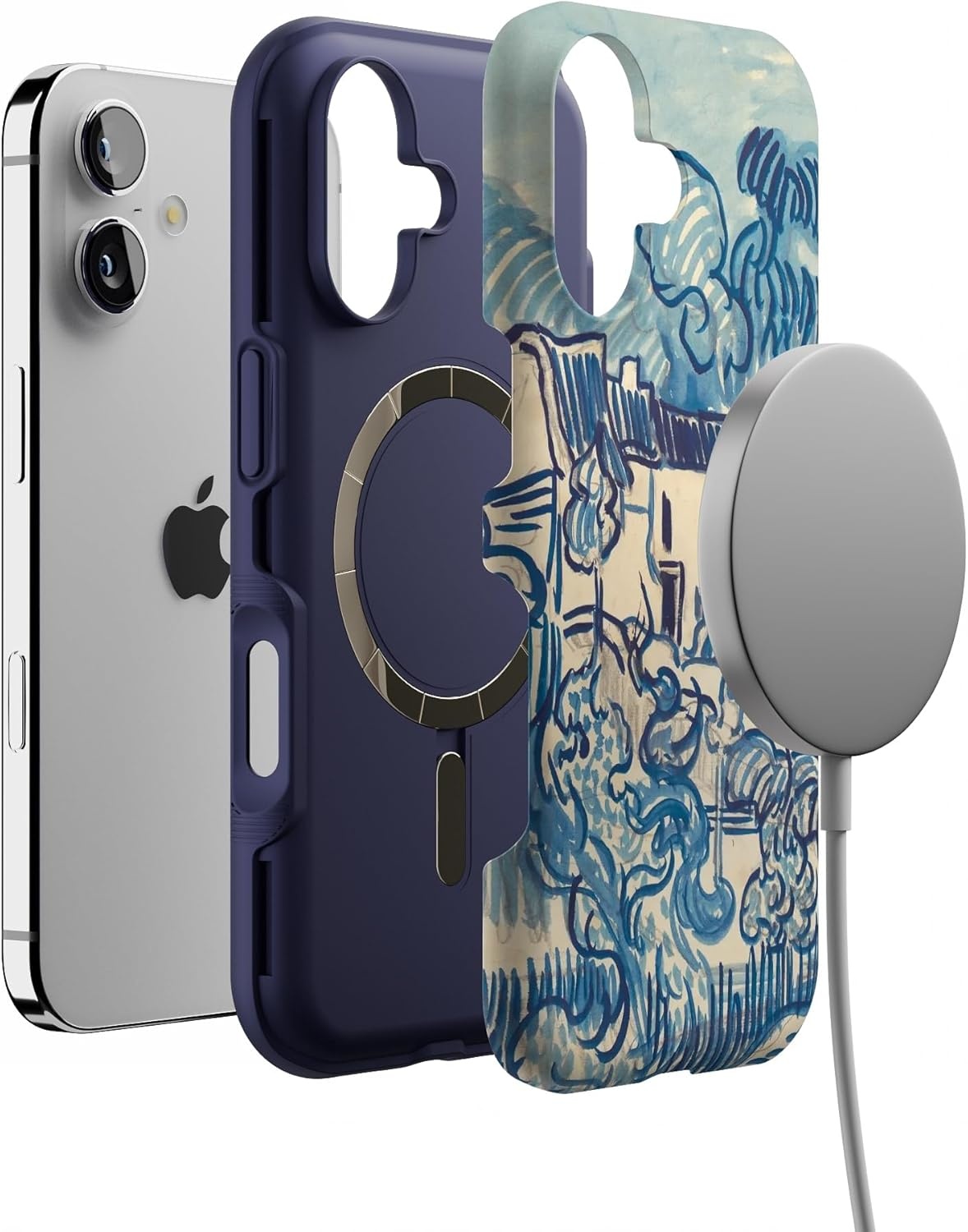 image:imageCasely iPhone 17 Case Starfish Wishes Coral Pink Shimmer Bold Protective Design MagSafe Compatible DesignVan Gogh Landscape With Houses