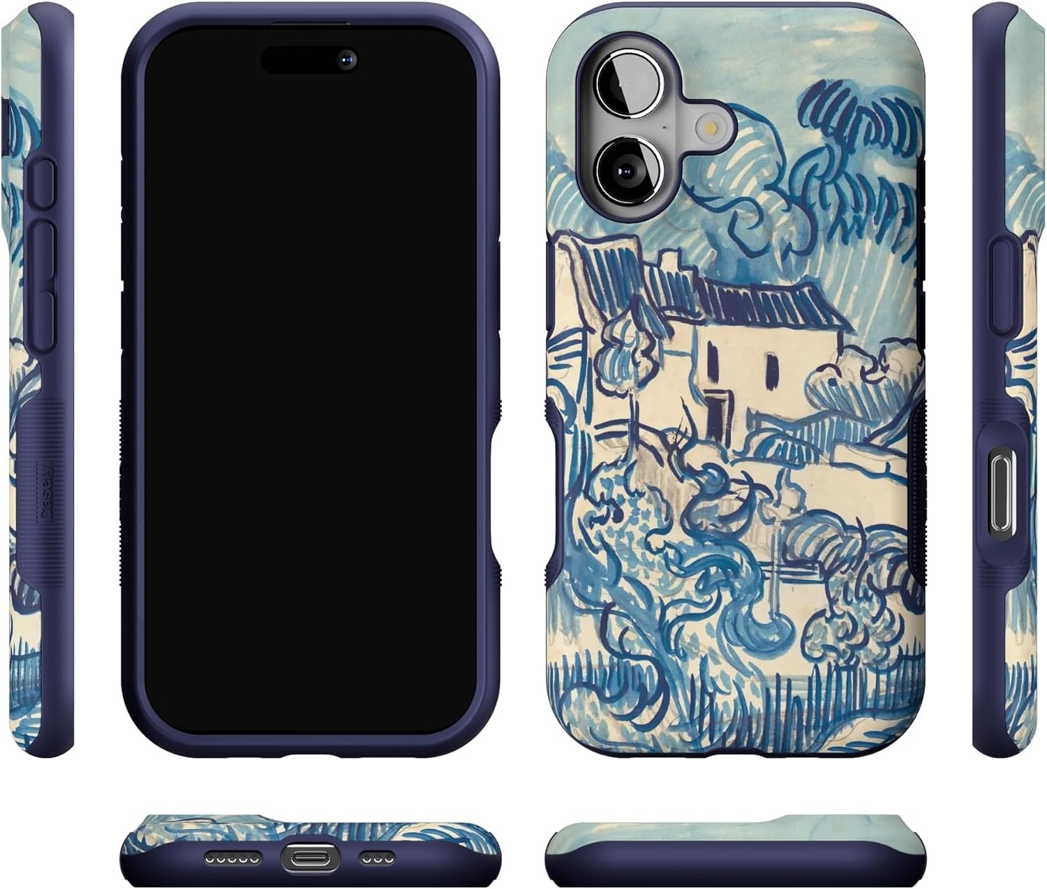 image:imageCasely iPhone 17 Case Starfish Wishes Coral Pink Shimmer Bold Protective Design MagSafe Compatible DesignVan Gogh Landscape With Houses