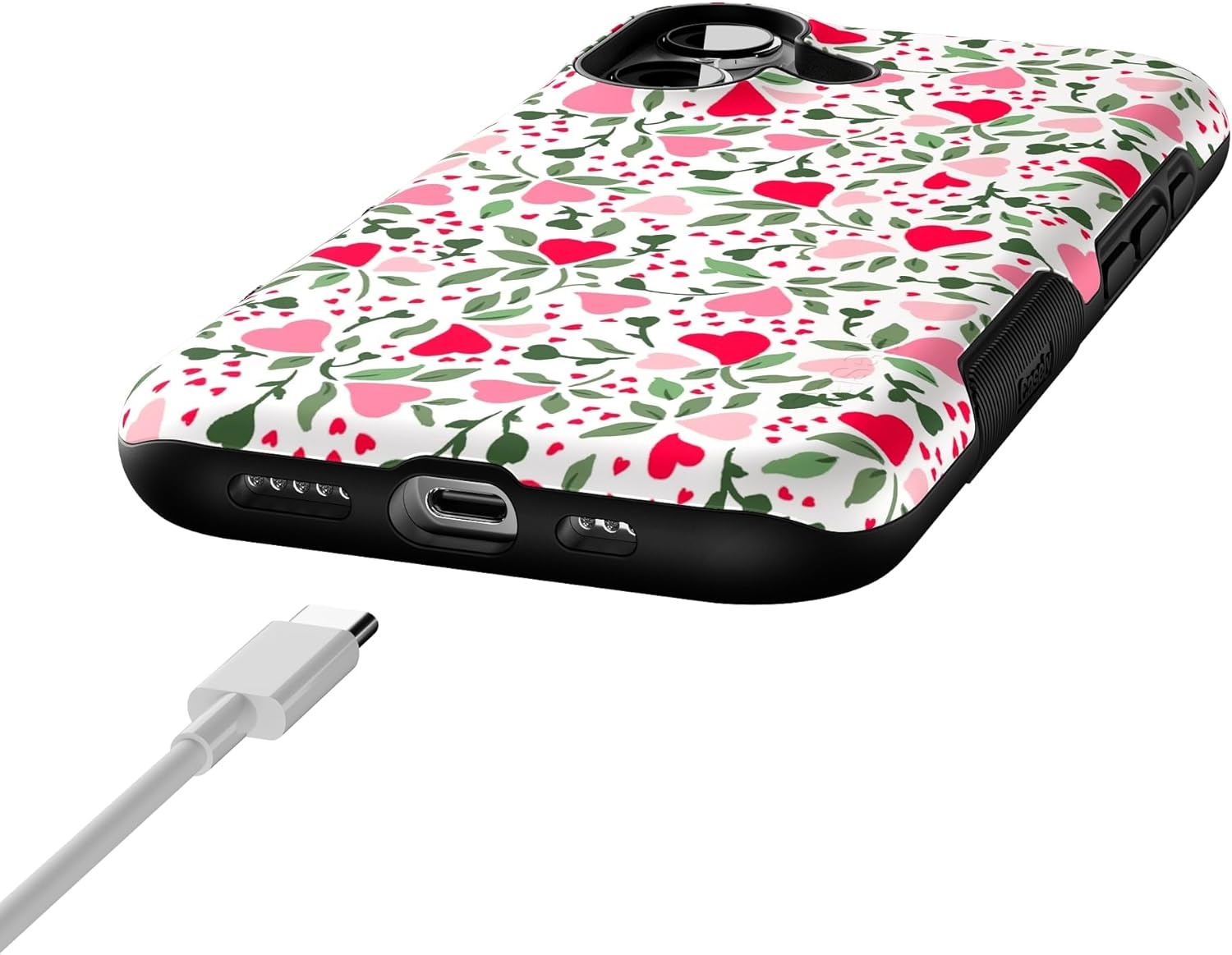 image:imageCasely iPhone 17 Case Starfish Wishes Coral Pink Shimmer Bold Protective Design MagSafe Compatible DesignVines of Love Floral Heart