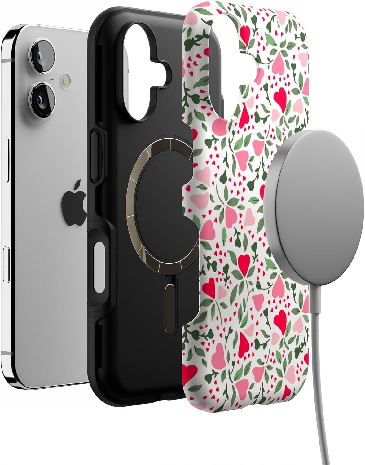 image:imageCasely iPhone 17 Case Starfish Wishes Coral Pink Shimmer Bold Protective Design MagSafe Compatible DesignVines of Love Floral Heart