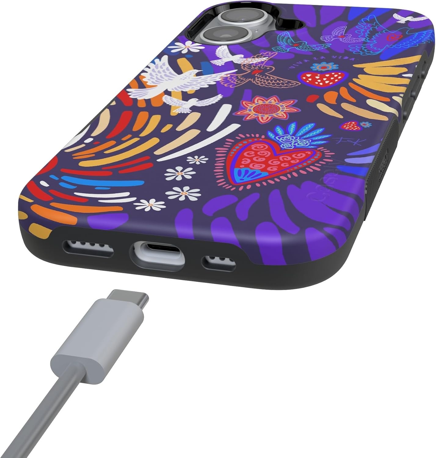 image:imageCasely iPhone 17 Case Starfish Wishes Coral Pink Shimmer Bold Protective Design MagSafe Compatible DesignViva La Vida Frida Kahlo Collage
