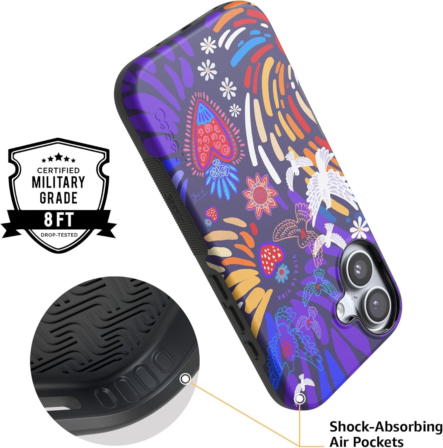 image:imageCasely iPhone 17 Case Starfish Wishes Coral Pink Shimmer Bold Protective Design MagSafe Compatible DesignViva La Vida Frida Kahlo Collage