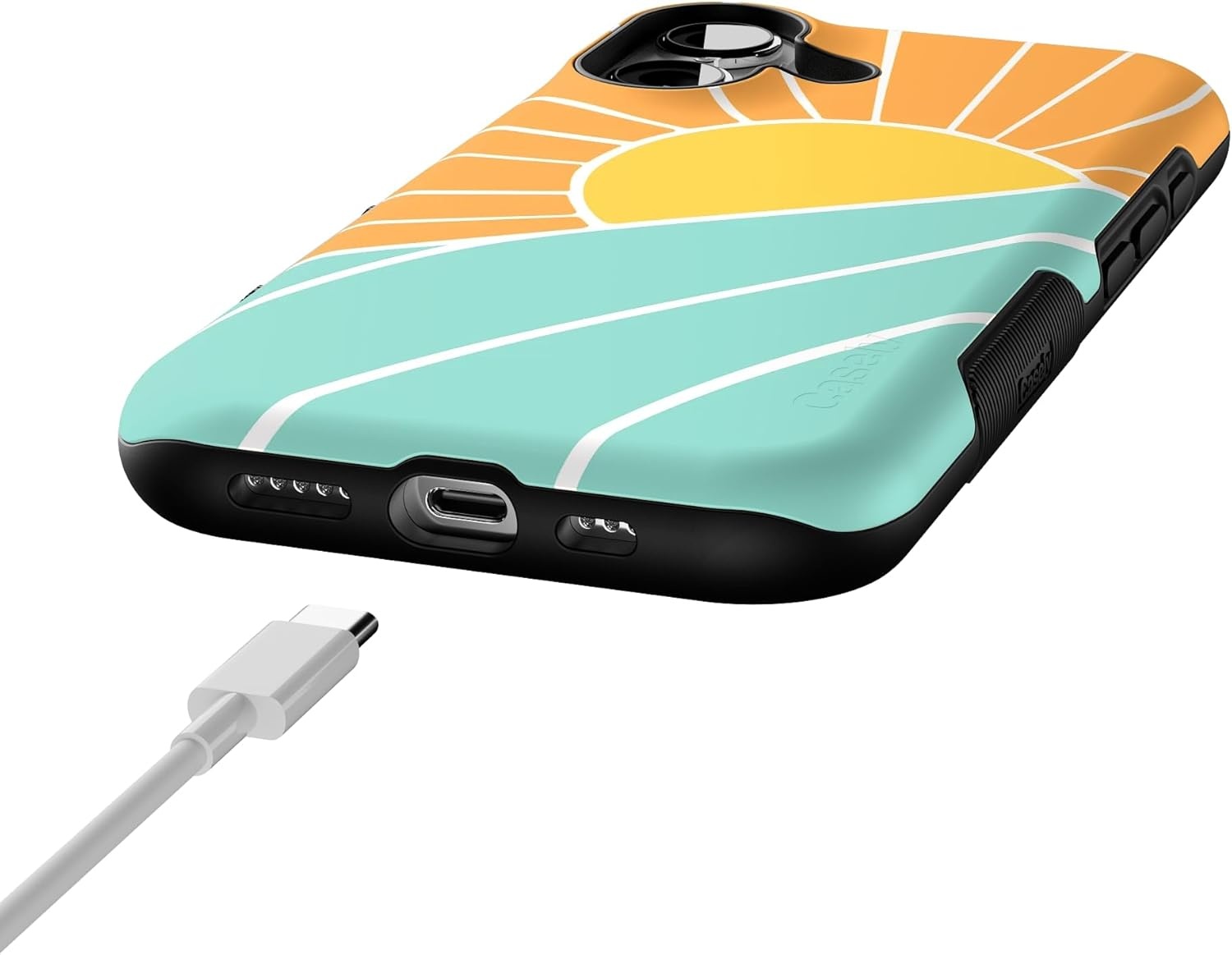 image:imageCasely iPhone 17 Case Starfish Wishes Coral Pink Shimmer Bold Protective Design MagSafe Compatible DesignWaves Rays Sunshine