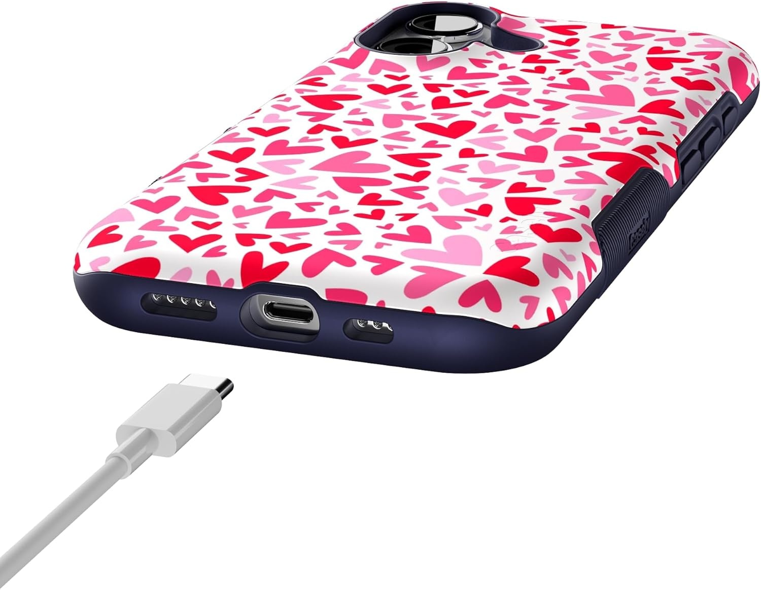 image:imageCasely iPhone 17 Case Starfish Wishes Coral Pink Shimmer Bold Protective Design MagSafe Compatible DesignXOXO Candy Hearts