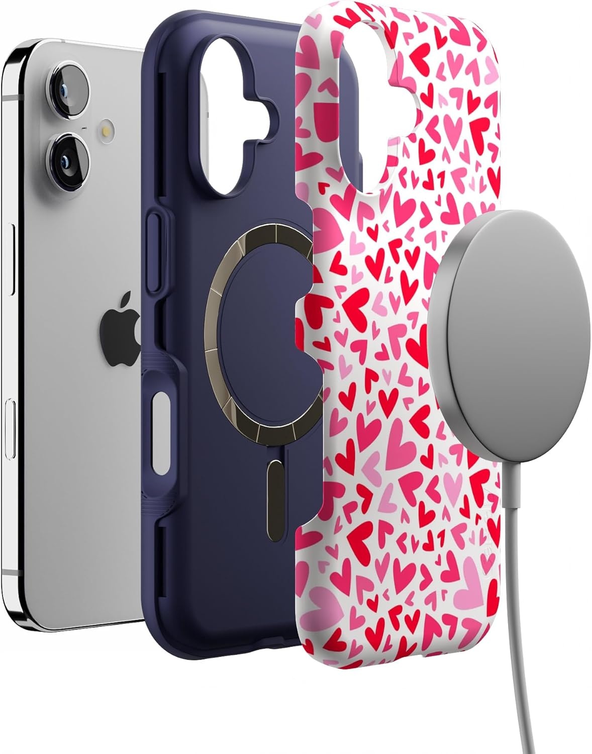 image:imageCasely iPhone 17 Case Starfish Wishes Coral Pink Shimmer Bold Protective Design MagSafe Compatible DesignXOXO Candy Hearts