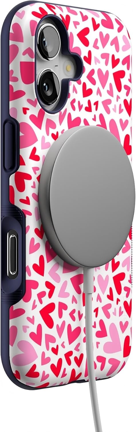 image:imageCasely iPhone 17 Case Starfish Wishes Coral Pink Shimmer Bold Protective Design MagSafe Compatible DesignXOXO Candy Hearts