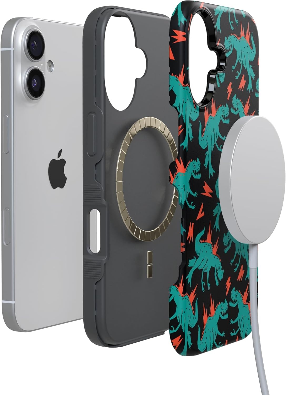image:imageCasely iPhone 17 Case Starfish Wishes Coral Pink Shimmer Bold Protective Design MagSafe Compatible DesignYoure Dinomite Green Dinosaur