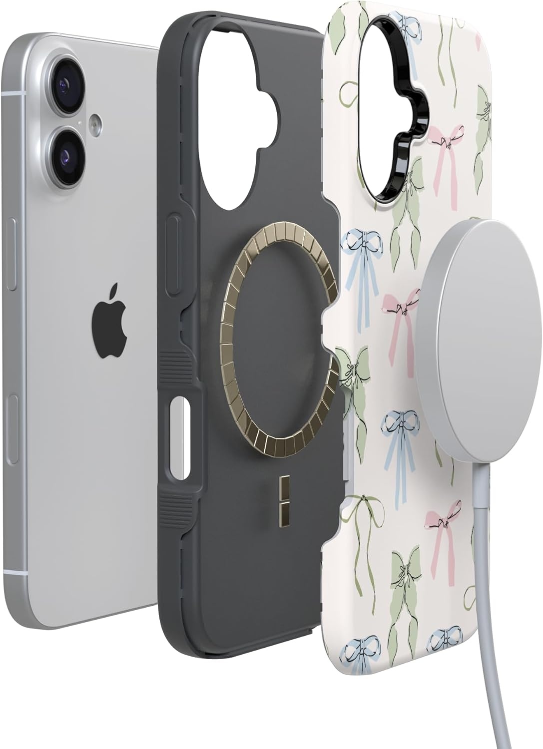 image:imageCasely iPhone 17 Case Whimsy Girlie Pastel Bows Bold Protective Design Compatible with MagSafe