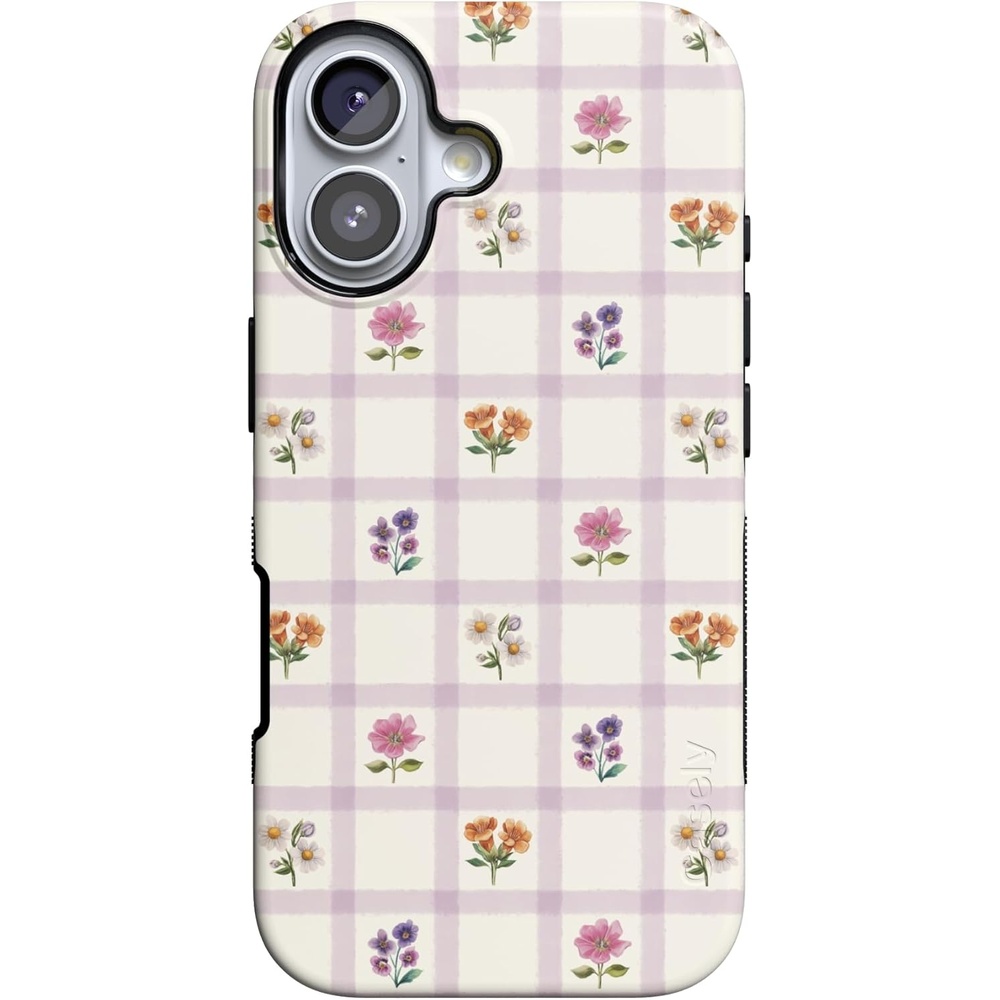 image:imageCasely iPhone 17 Case Meadow Check Floral Gingham Bold Protective Design Compatible with MagSafe