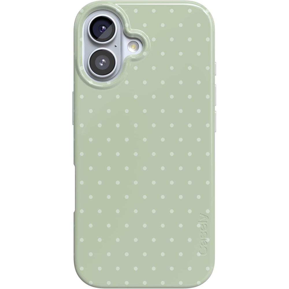 image:imageCasely iPhone 17 Case On the Dot Green Polka Dot Compatible with MagSafe Classic Ultra Thin Design