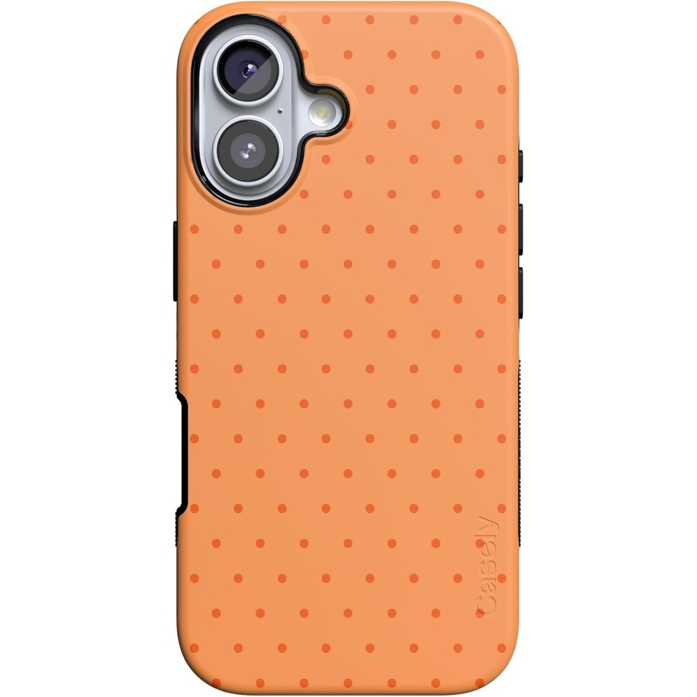 image:imageCasely iPhone 17 Case On the Dot Orange Polka Dot Bold Protective Design Compatible with MagSafe