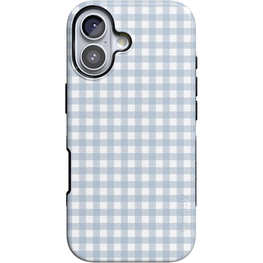 image:imageCasely iPhone 17 Case Pastel Picnic Blue Gingham Bold Protective Design Compatible with MagSafe