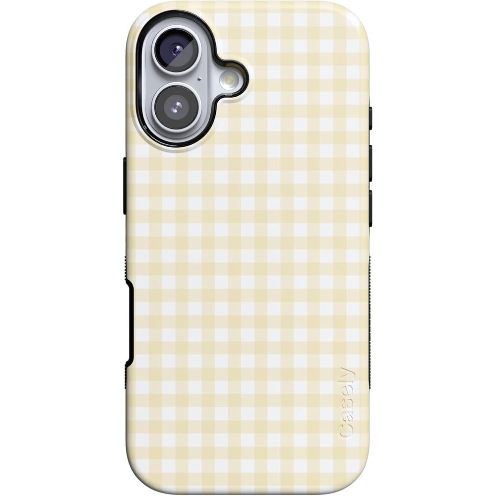 image:imageCasely iPhone 17 Case Pastel Picnic Yellow Gingham Bold Protective Design Compatible with MagSafe