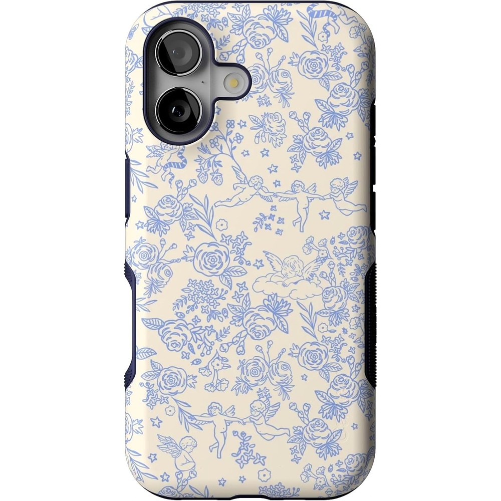 image:imageCasely iPhone 17 Case Starfish Wishes Coral Pink Shimmer Bold Protective Design MagSafe Compatible DesignCupids Canvas Periwinkle Floral